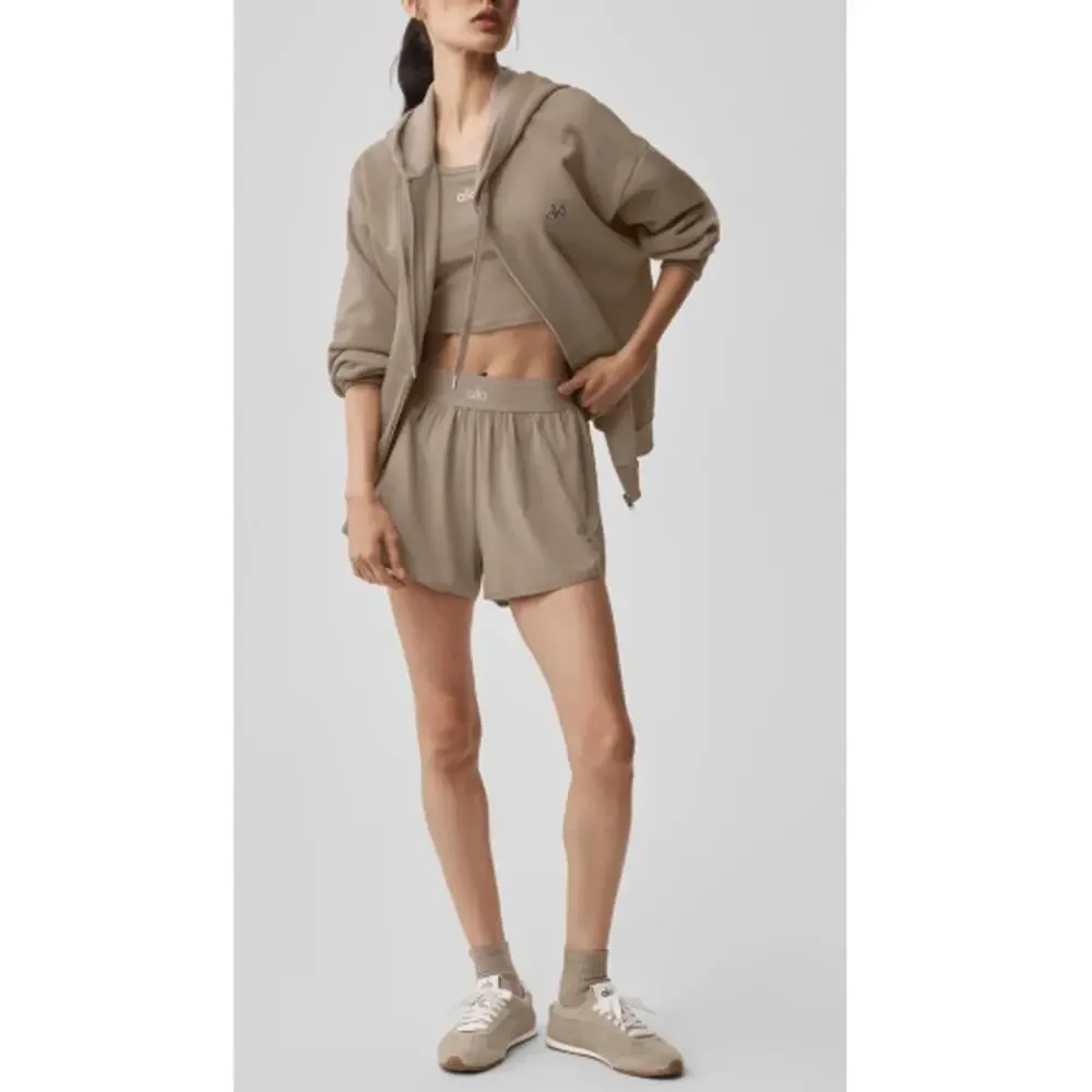 Alo Yoga Accolade Full Zip Hoodie Gravel Size M